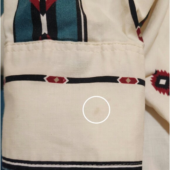 Vtg Wrangler Mens Long Sleeve Pearl Snap Western Shirt Cotton Ivory Navajo Sz XL - Picture 10 of 10